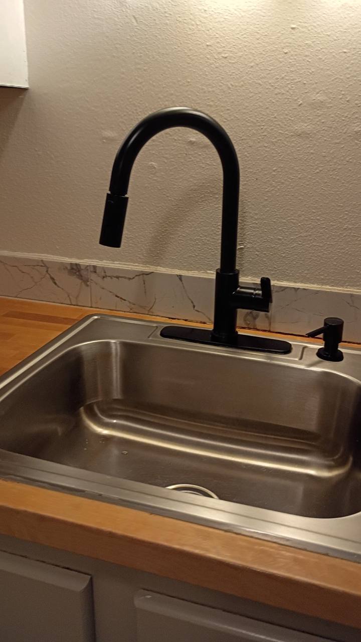 Polished kitchen faucet and sink